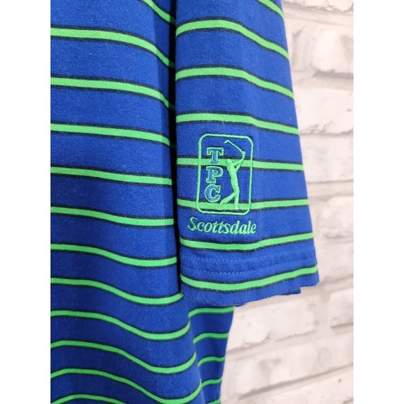 Polo Golf Ralph Lauren Large Performance PGA Scottsdale Blue Green Striped Polo - Picture 2 of 8